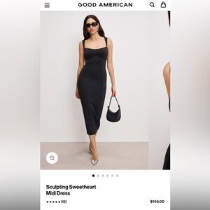 Good American Sculpting Midi Dress Black Large NWT